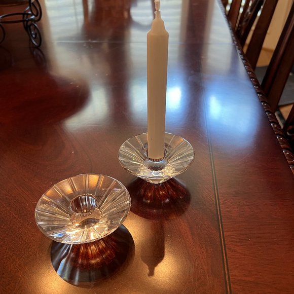 Crystal Candle Holders - Set of 2 - Picture 1 of 5
